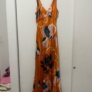 Reformation Orange Sleeveless Maxi Sundress